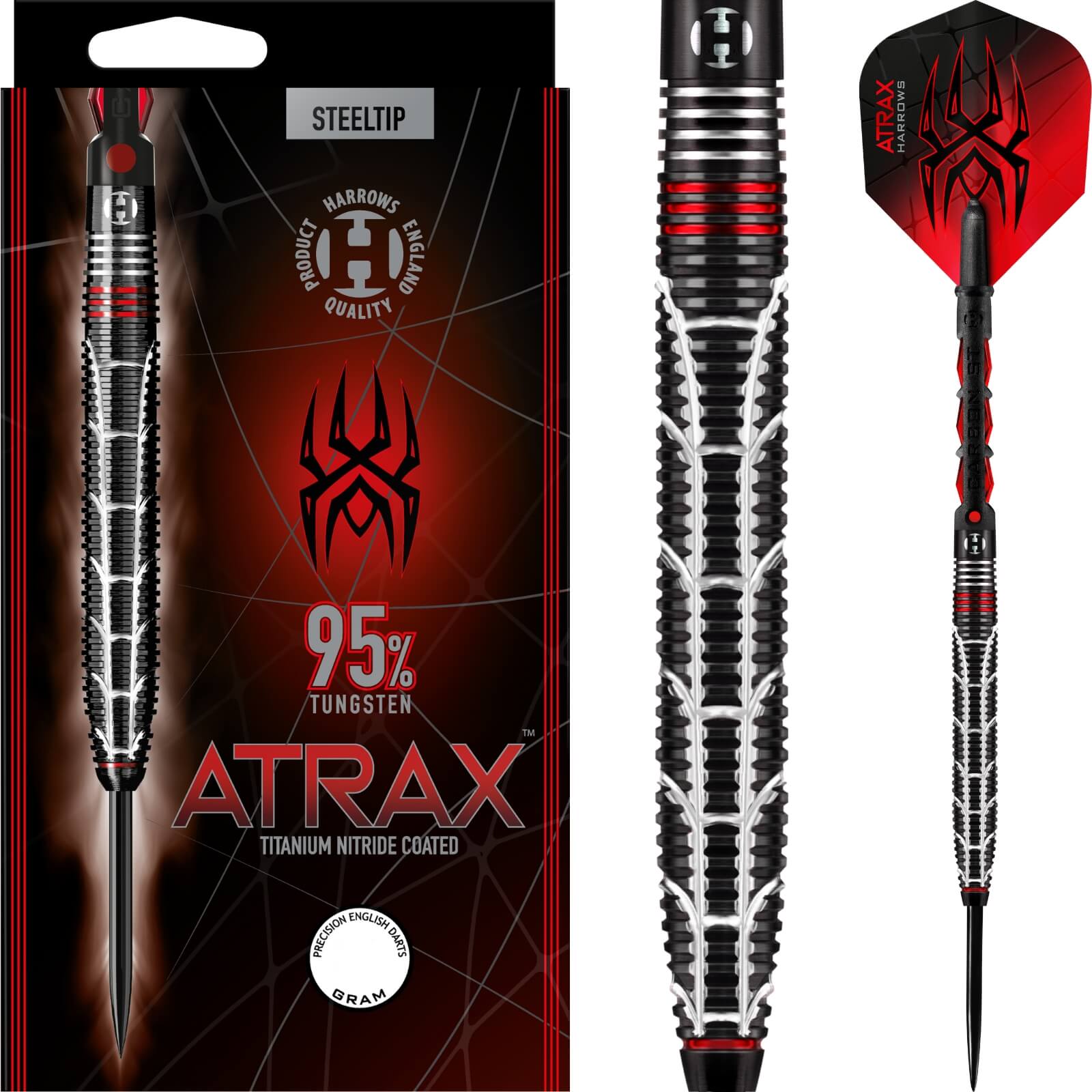 Darts - Harrows - Atrax Darts - Steel Tip - 95% Tungsten - 21g 22g 23g 24g 25g 26g 