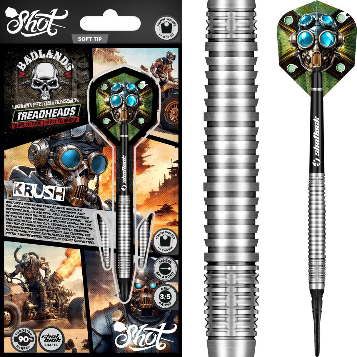 Shot - Badlands Krush Darts - Soft Tip - 90% Tungsten - 20g -