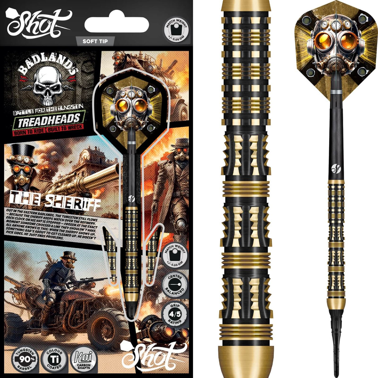 Shot - Badlands The Sheriff Darts - Soft Tip - 90% Tungsten - 20g -