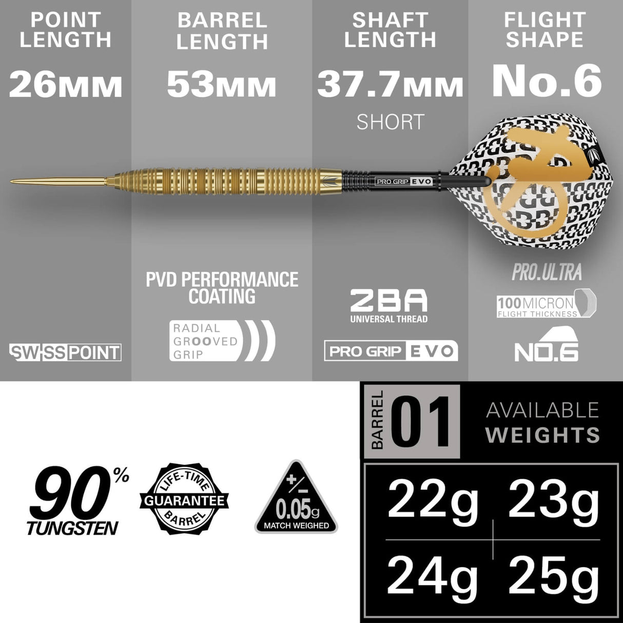 Target - Bolide Envy 01 Darts - Swiss Point - 90% Tungsten - 22g 23g 24g 25g -