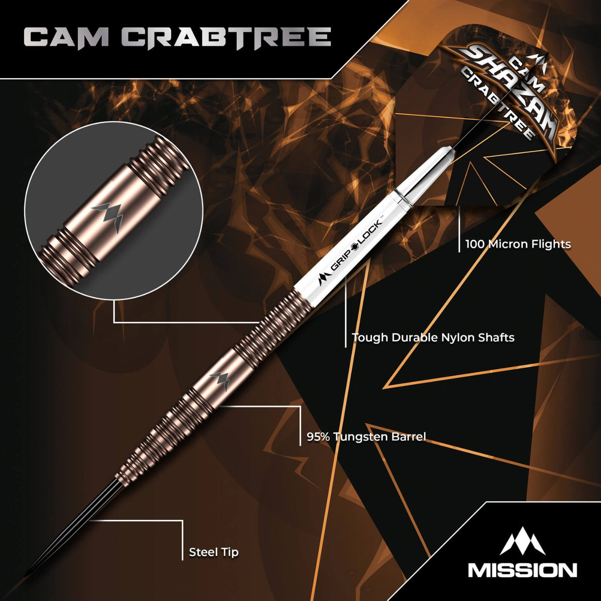 Mission - Cam Crabtree V2 Darts - 95% Tungsten - 22g 24g
