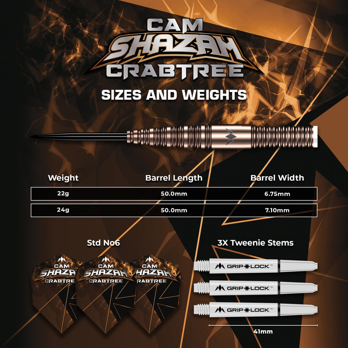Mission - Cam Crabtree V2 Darts - 95% Tungsten - 22g 24g