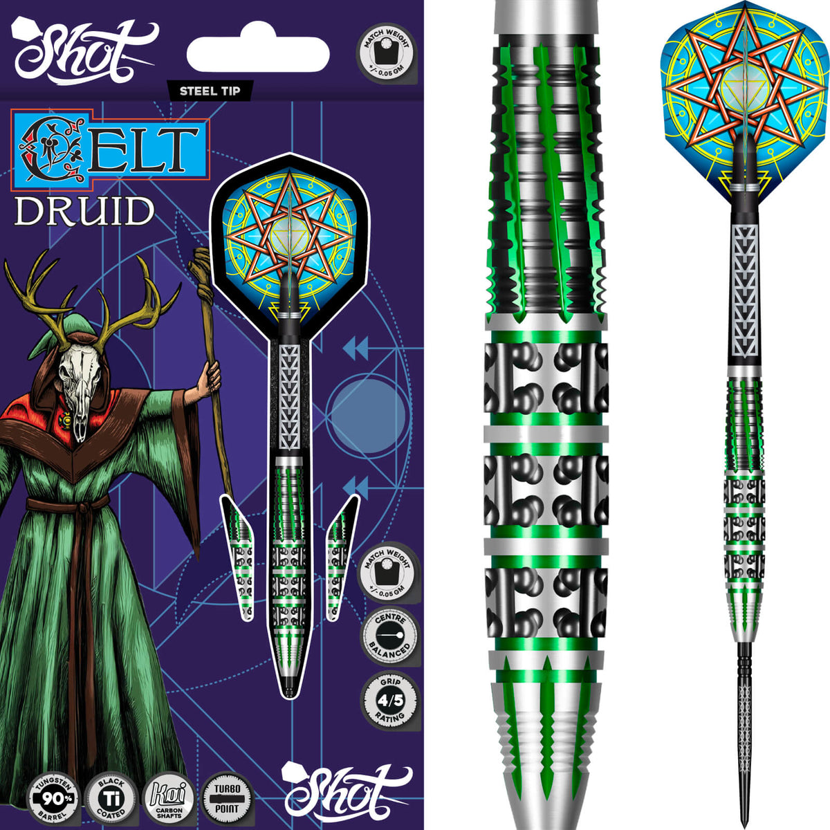 Shot - Celt Druid Darts - Turbo Point - 90% Tungsten - 23g 24g