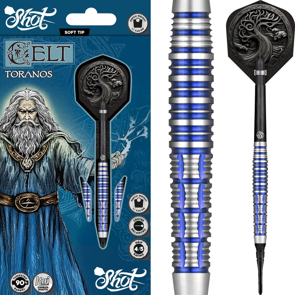 Shot - Celt Toranos Darts - Soft Tip - 90% Tungsten - 18g 20g -