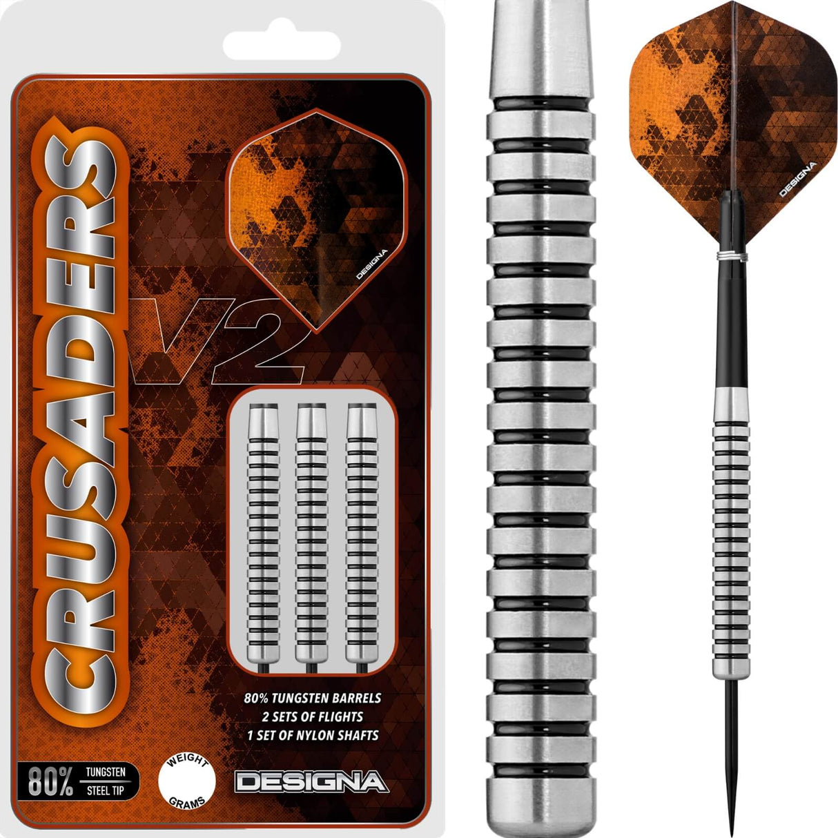 Designa - Crusader V2 M2 Darts - 80% Tungsten - 21g 23g 25g 27g -