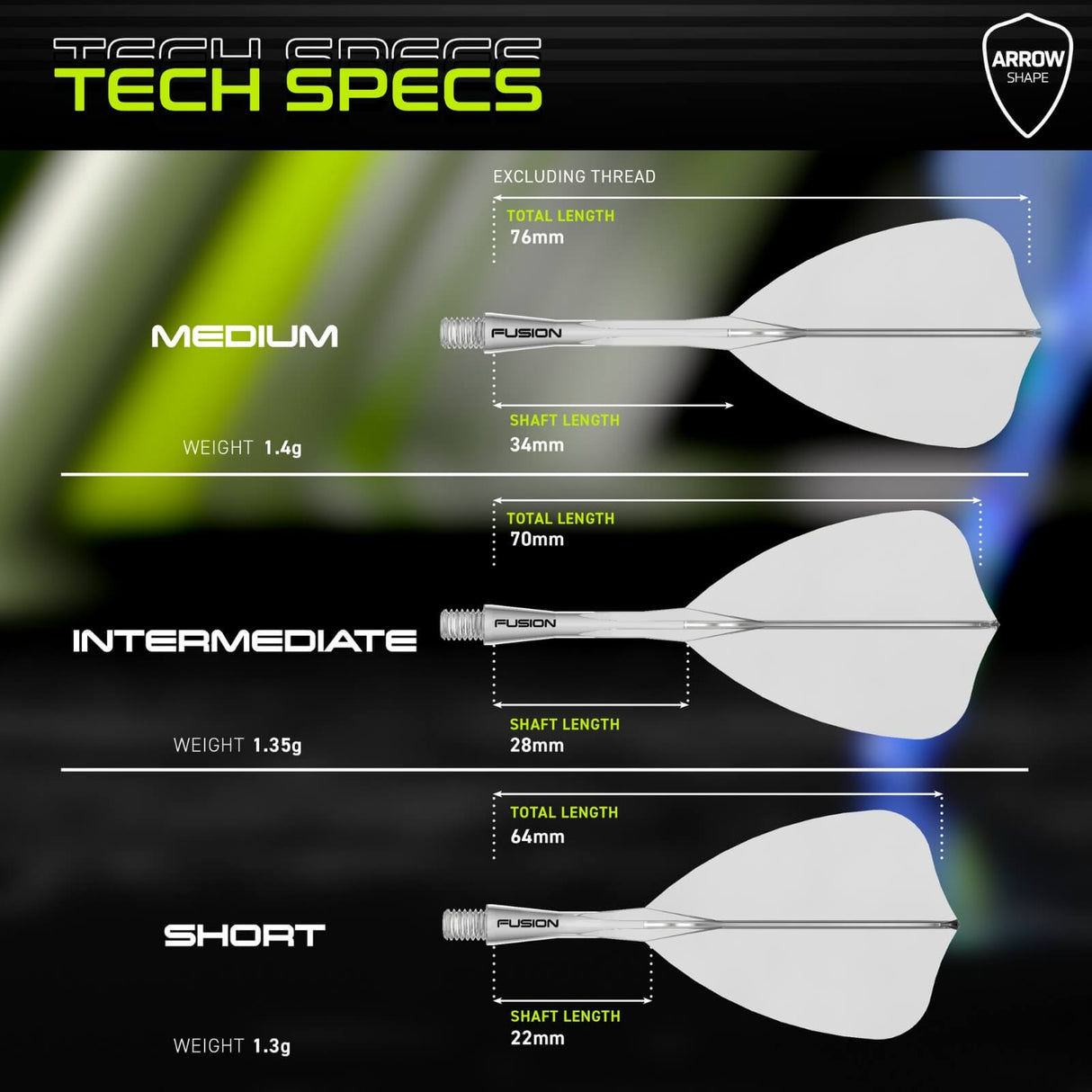 Winmau - Fusion - Arrow Dart Flights - Integrated Flight & Shaft System -