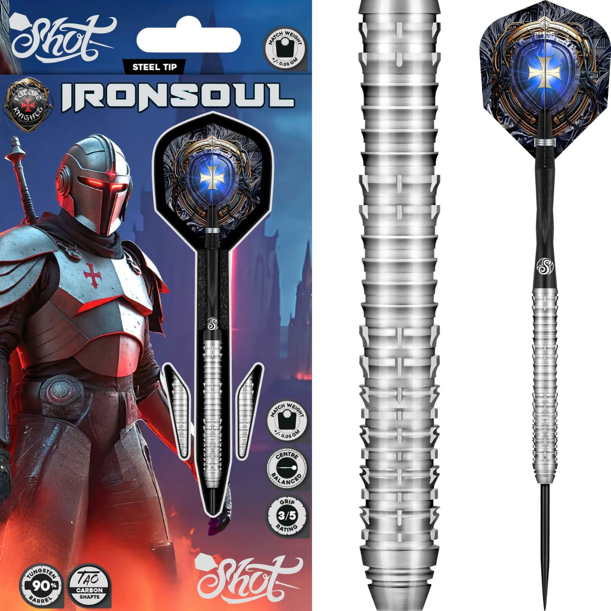Shot - Future Knights Ironsoul Darts - 90% Tungsten - 23g 24g 26g -