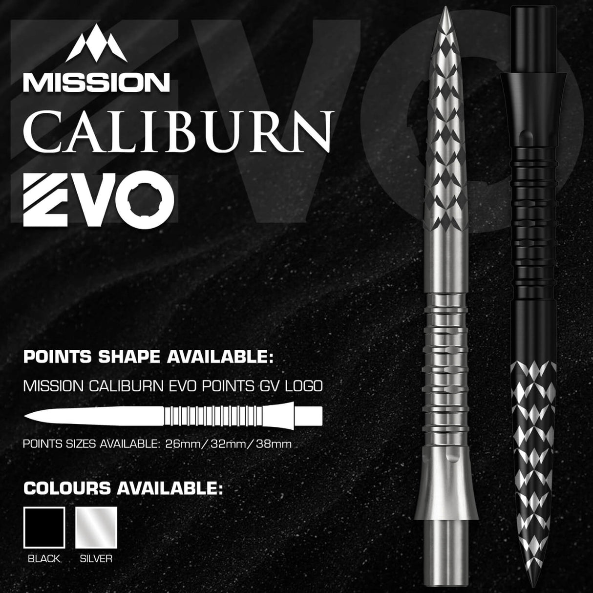 Mission - Caliburn EVO GV Logo Dart Points - 26mm 32mm 38mm