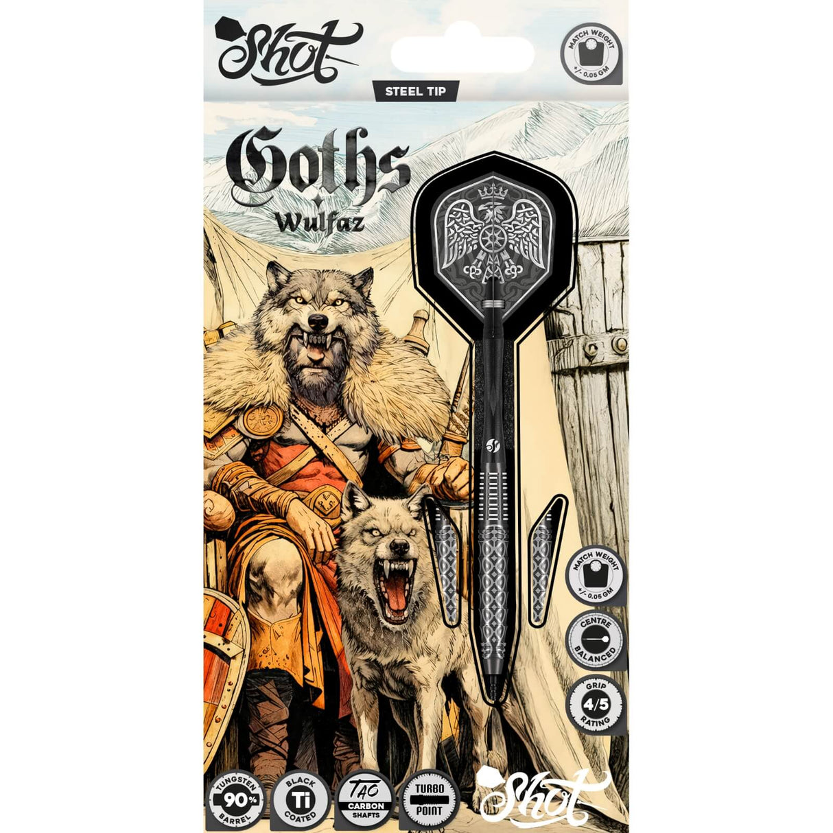 Shot - Goths Wulfaz Darts - Turbo Point - 90% Tungsten - 23g 24g 25g