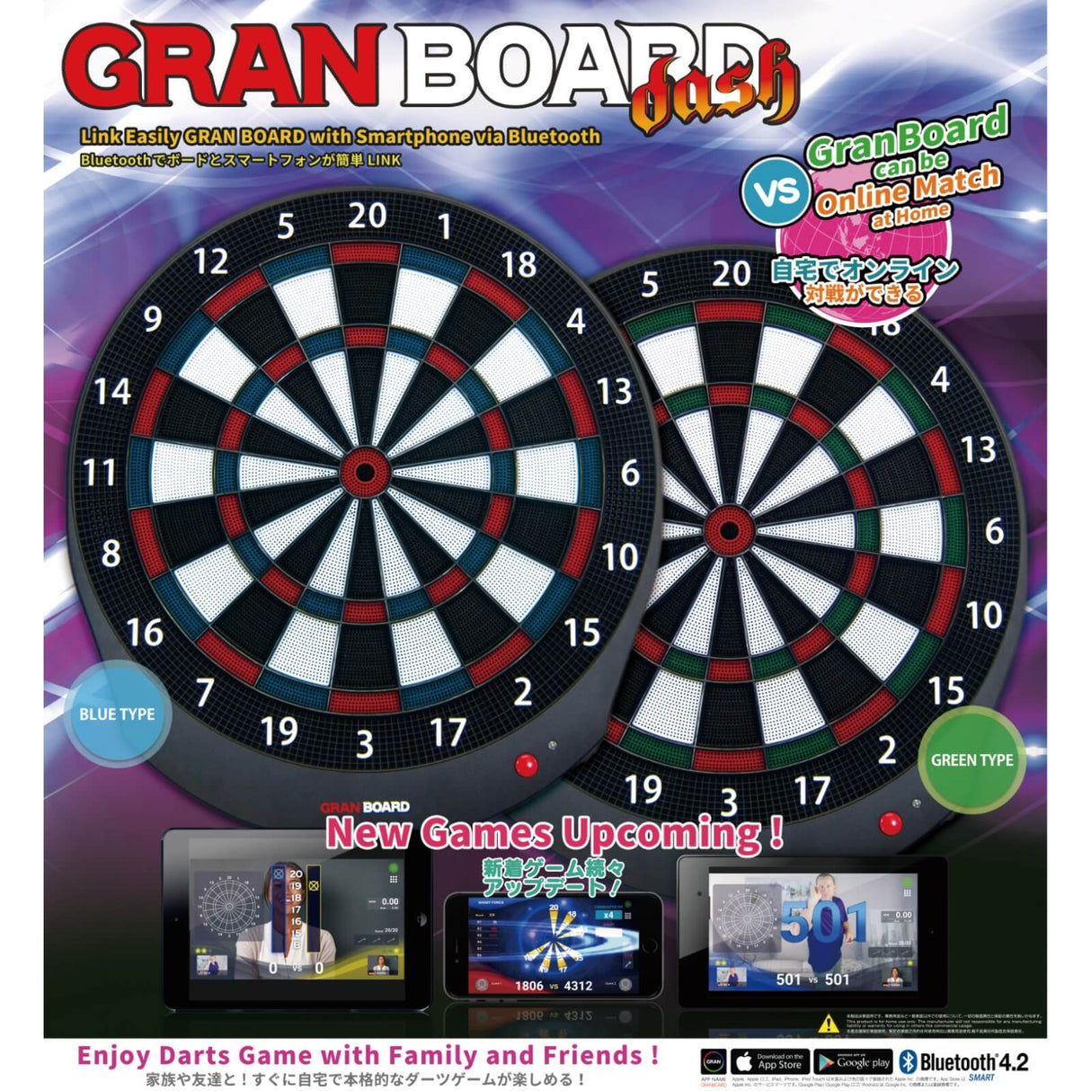 Gran Darts - GranBoard Dash - Bluetooth Electronic LED Soft Tip Dartboard - Green -