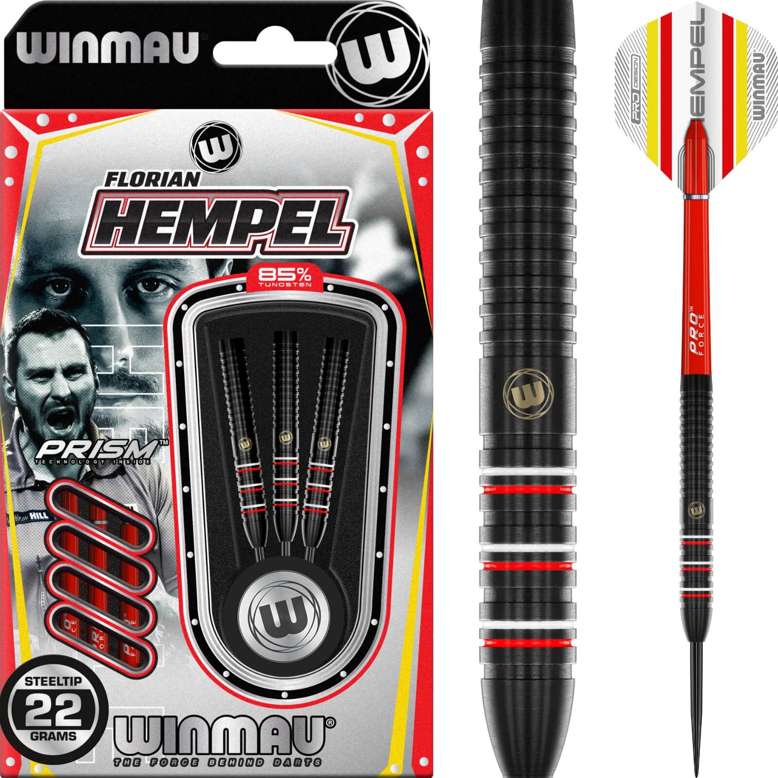 Darts - Winmau - Florian Hempel 85 Pro Series Darts - Steel Tip - 85% Tungsten - 22g 24g 