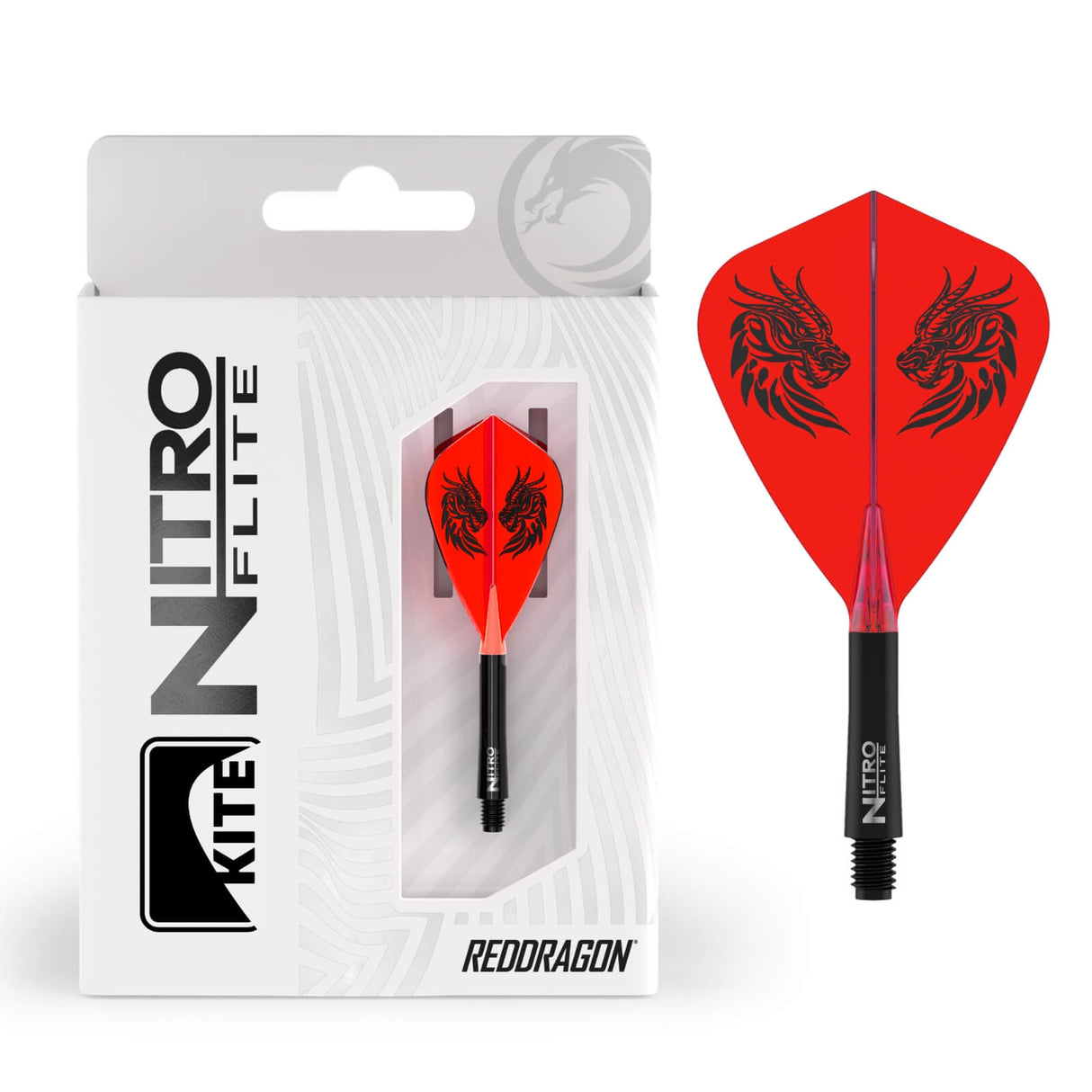 Red Dragon - Jonny Clayton Nitro Flite - Kite Dart Flights - Integrated Flight & Shaft System