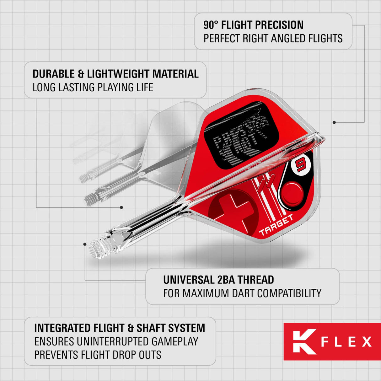 Target - K-Flex Press Start - No2 Big Wing Dart Flights - Integrated Flight & Shaft System -