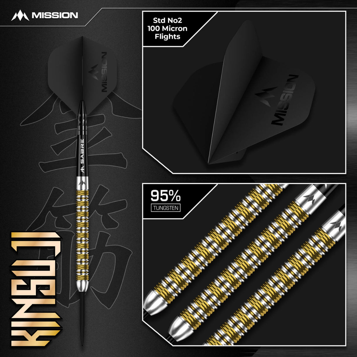 Mission - Kinsuji Darts - 95% Tungsten - 22g 24g 26g