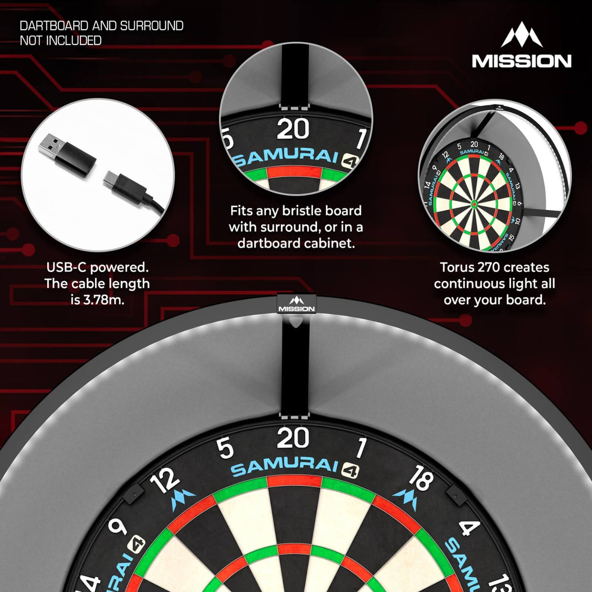 Mission - Torus 270 - Portable LED Dartboard Light -