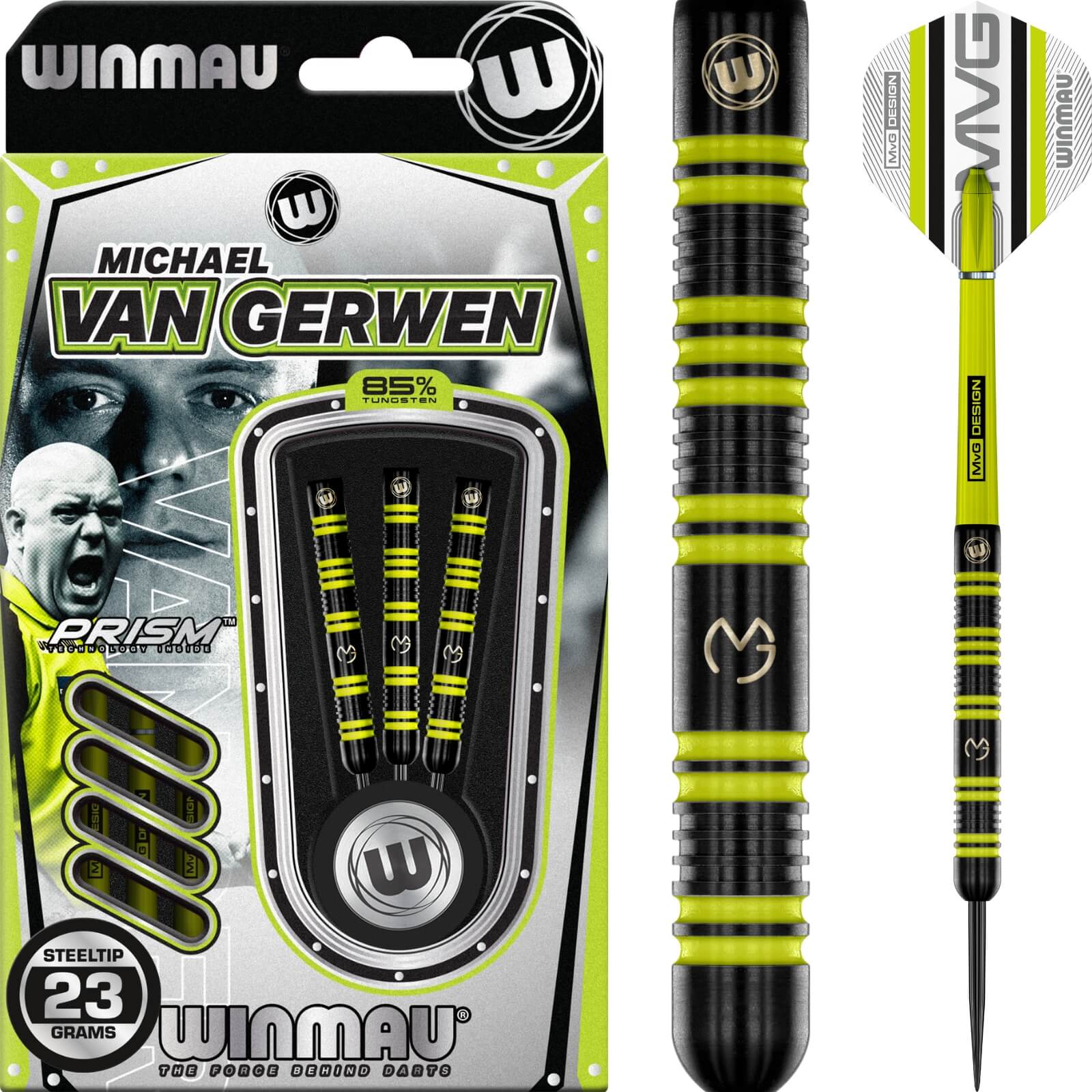 Darts - Winmau - MvG 85 Pro Series Darts - Steel Tip - 85% Tungsten - 23g 25g 