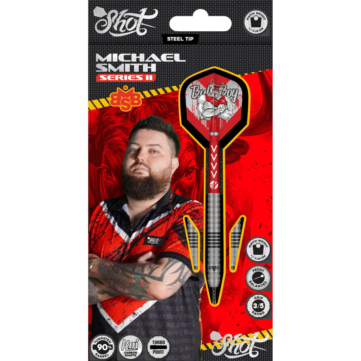 Shot - Michael Smith Series II Darts - Turbo Point - 90% Tungsten - 22g 23g 24g 25g