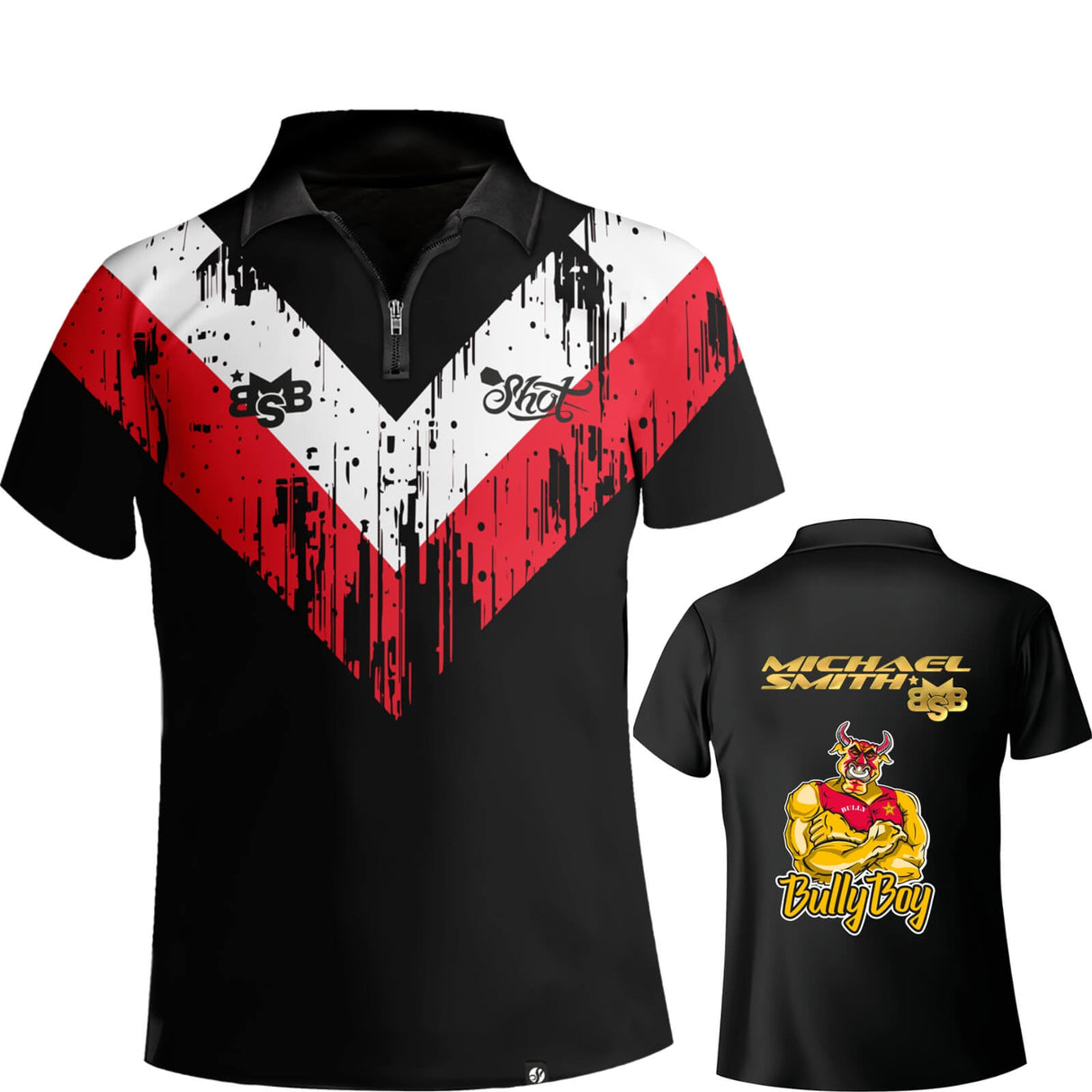 Shot - Michael Smith White Strip Polo Dart Shirt - S to 6XL -