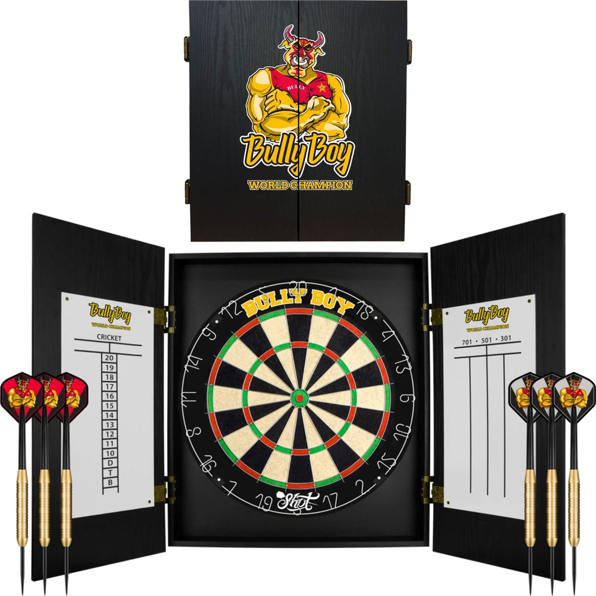 Shot - Michael Smith - Bully Boy - Dartboard Cabinet Set -