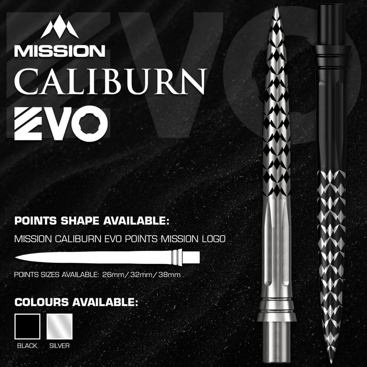 Mission - Caliburn EVO Mission Logo Dart Points - 26mm 32mm 38mm