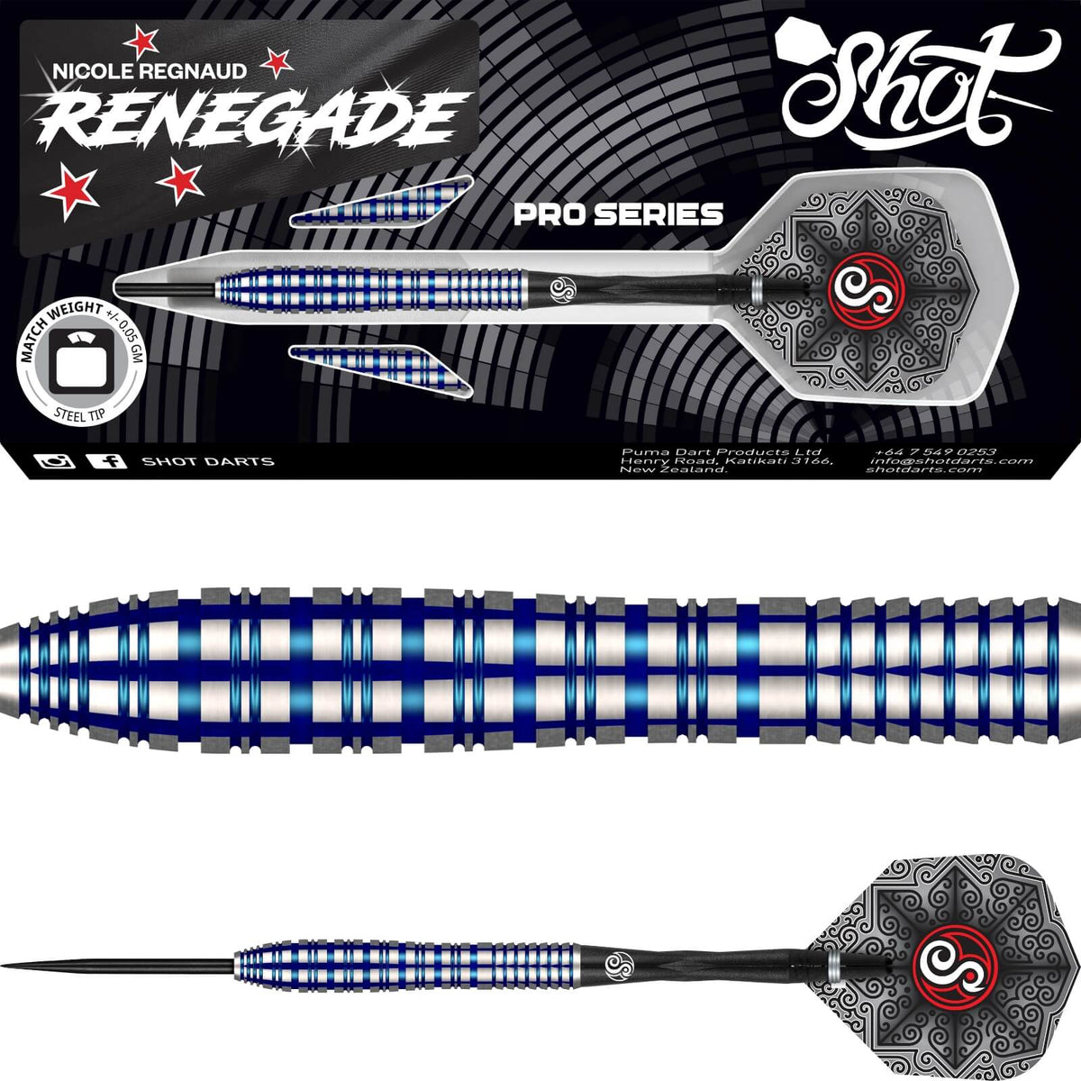 Darts - Shot - Nicole Regnaud Darts - Steel Tip - 90% Tungsten - 23g