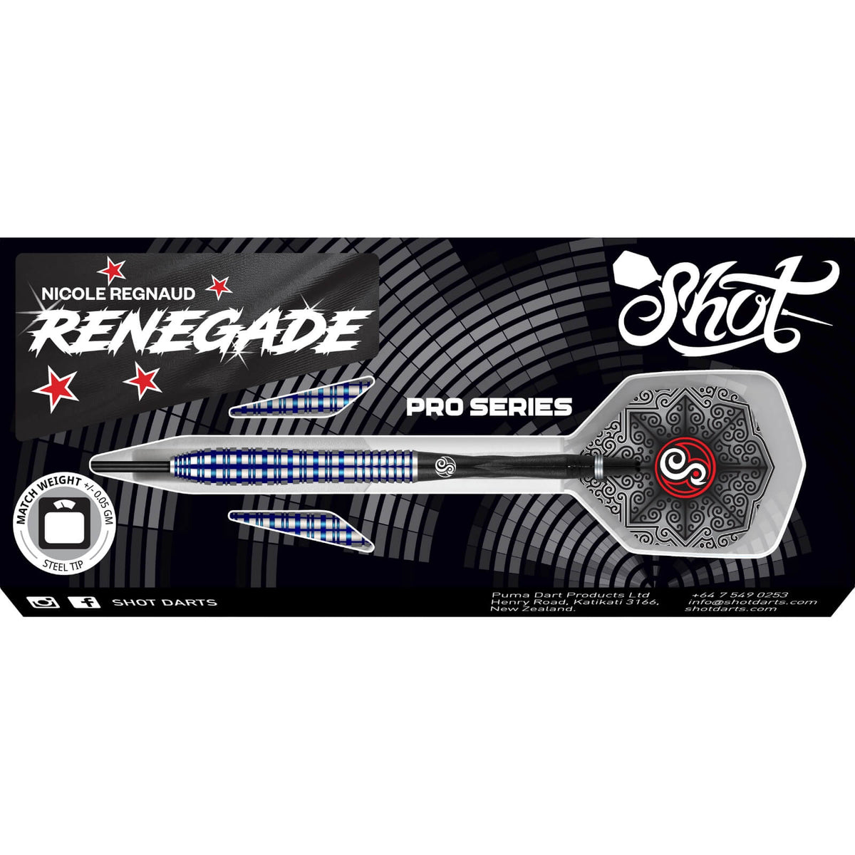 Darts - Shot - Nicole Regnaud Darts - Steel Tip - 90% Tungsten - 23g