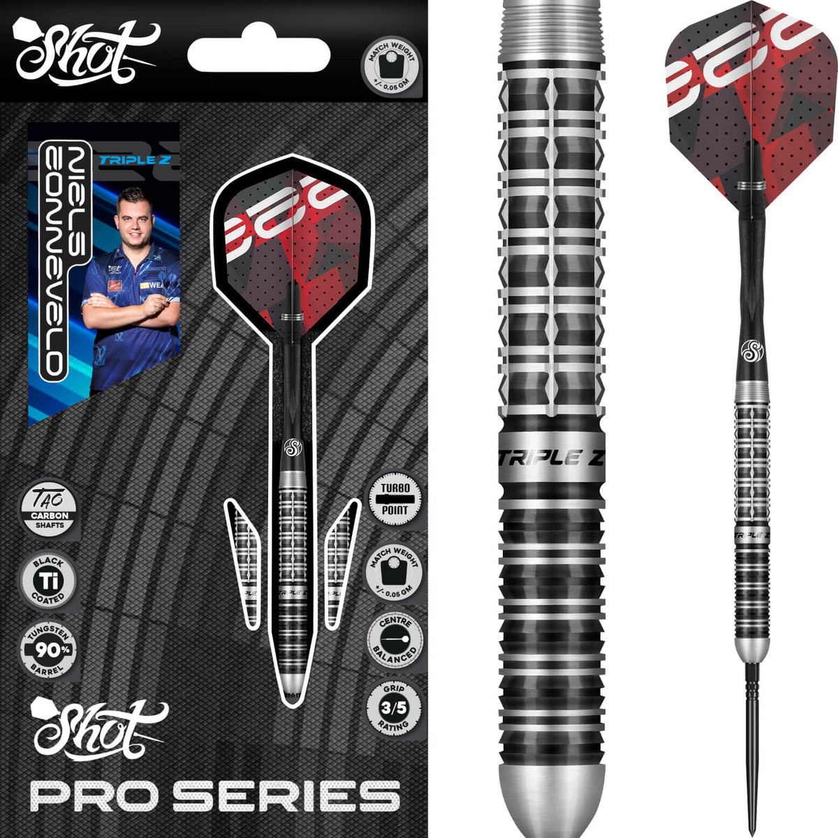 Shot - Niels Zonneveld 2.0 Darts - Turbo Point - 90% Tungsten - 23g 24g