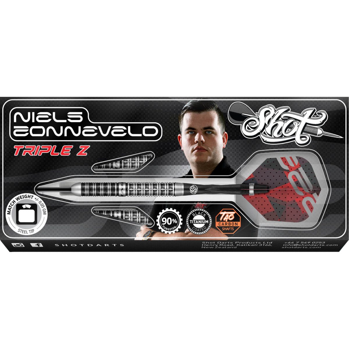 Darts - Shot - Niels Zonneveld 2.0 Darts - Steel Tip - 90% Tungsten - 23g 24g