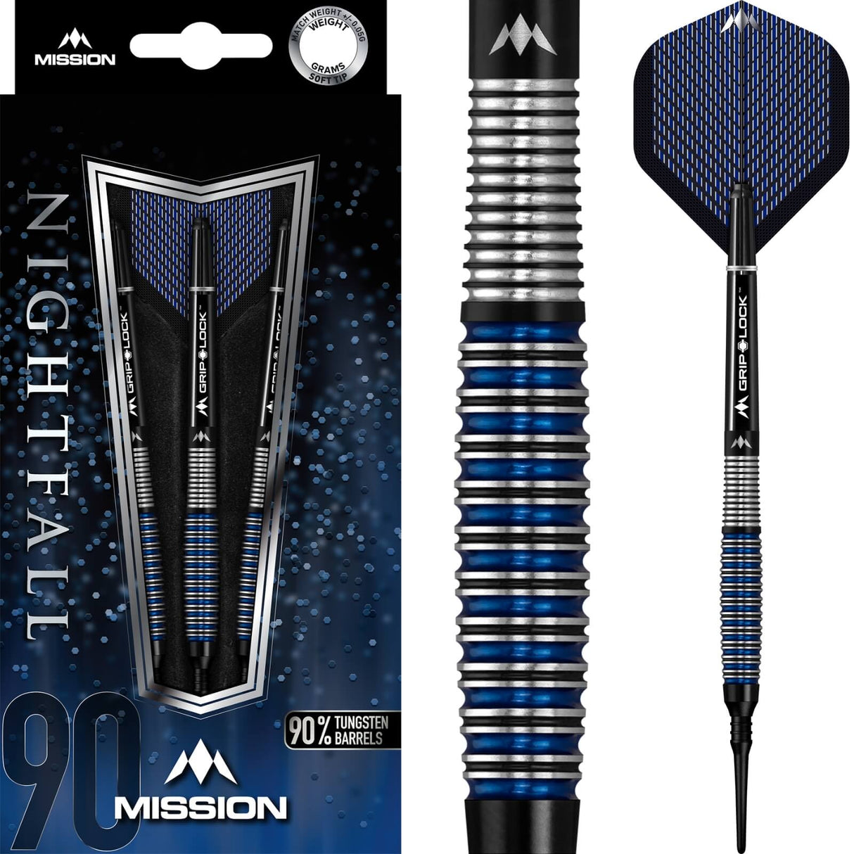 Mission - Nightfall M4 Darts - Soft Tip - 90% Tungsten - 19g 21g -