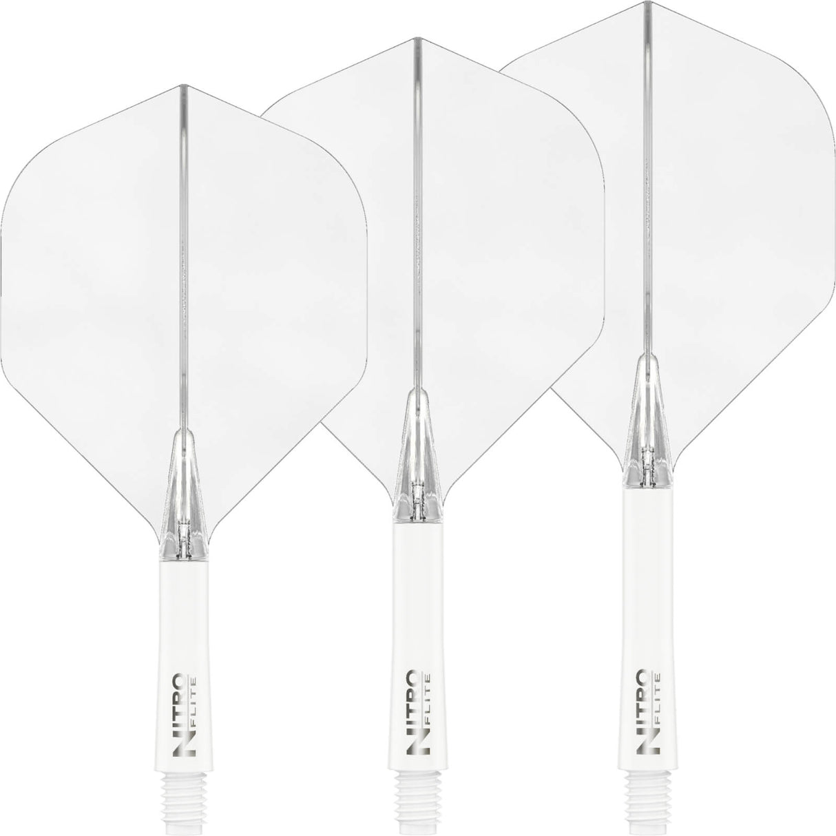 Red Dragon - Nitro Flite White - Big Wing Dart Flights - Integrated Flight & Shaft System - Short (22mm) / Clear
