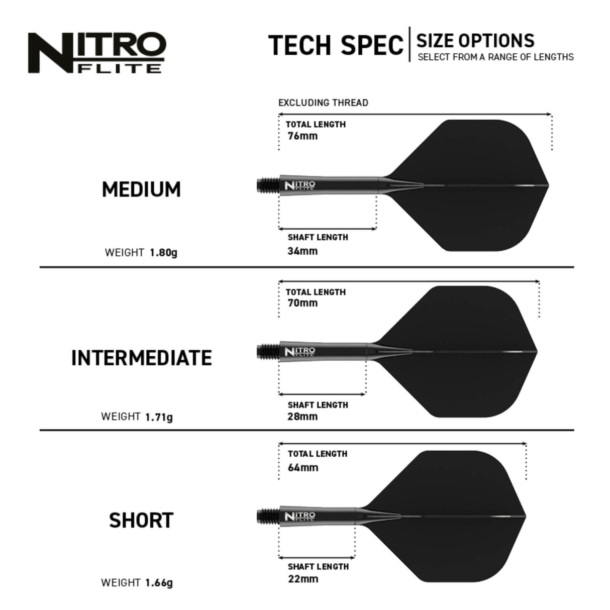 Red Dragon - Nitro Flite White - Big Wing Dart Flights - Integrated Flight & Shaft System -