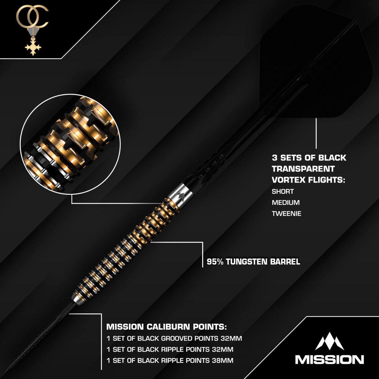 Mission - Olly Croft OBE Darts - Limited Edition - 95% Tungsten - 24g -