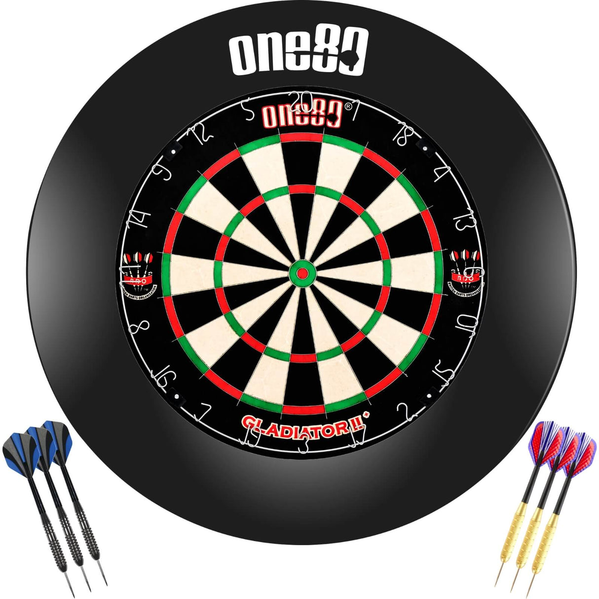 One80 - Gladiator 2+ Dartboard & Surround Ready to Play Bundle - Black