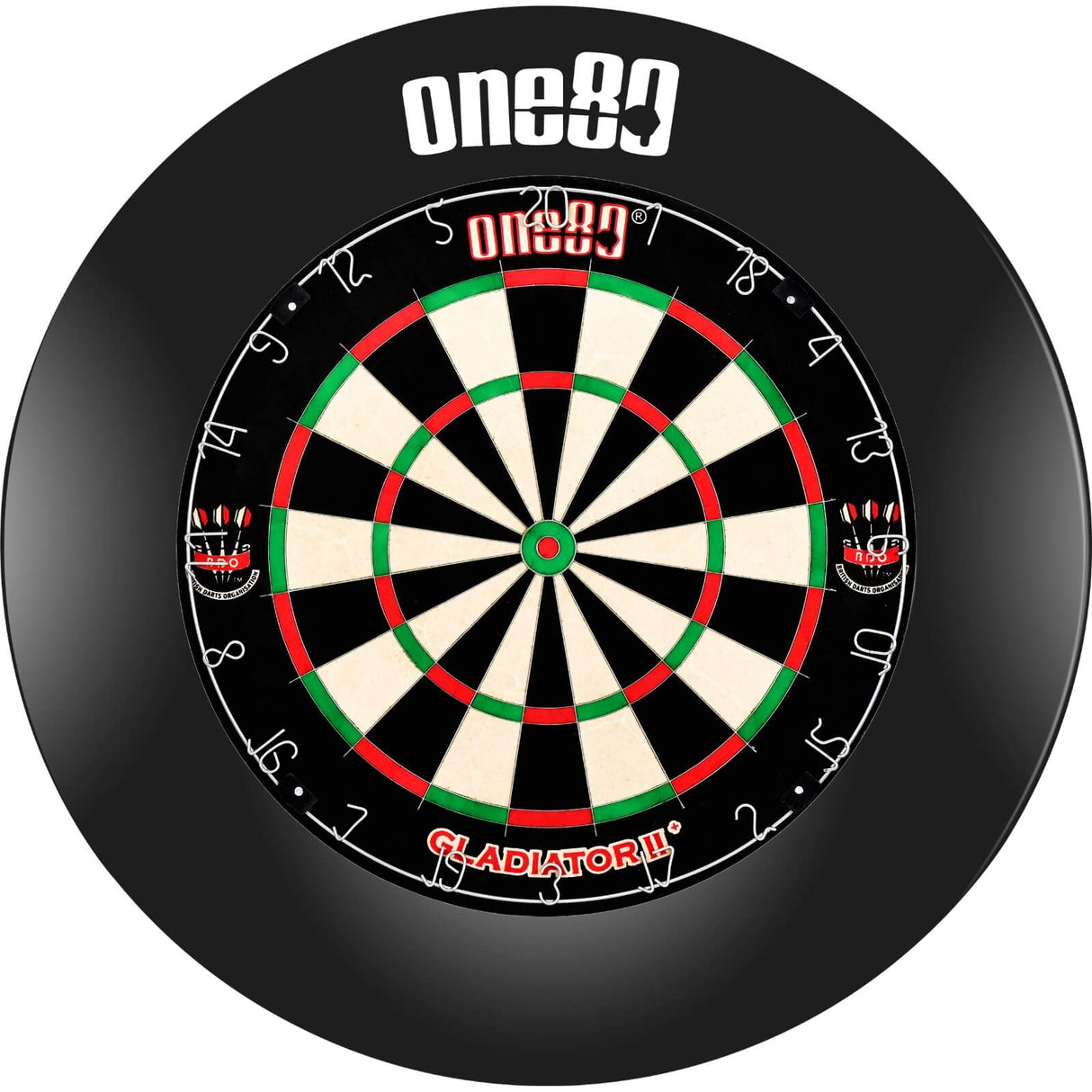 One80 - Gladiator 2+ Dartboard & Surround Bundle - Black