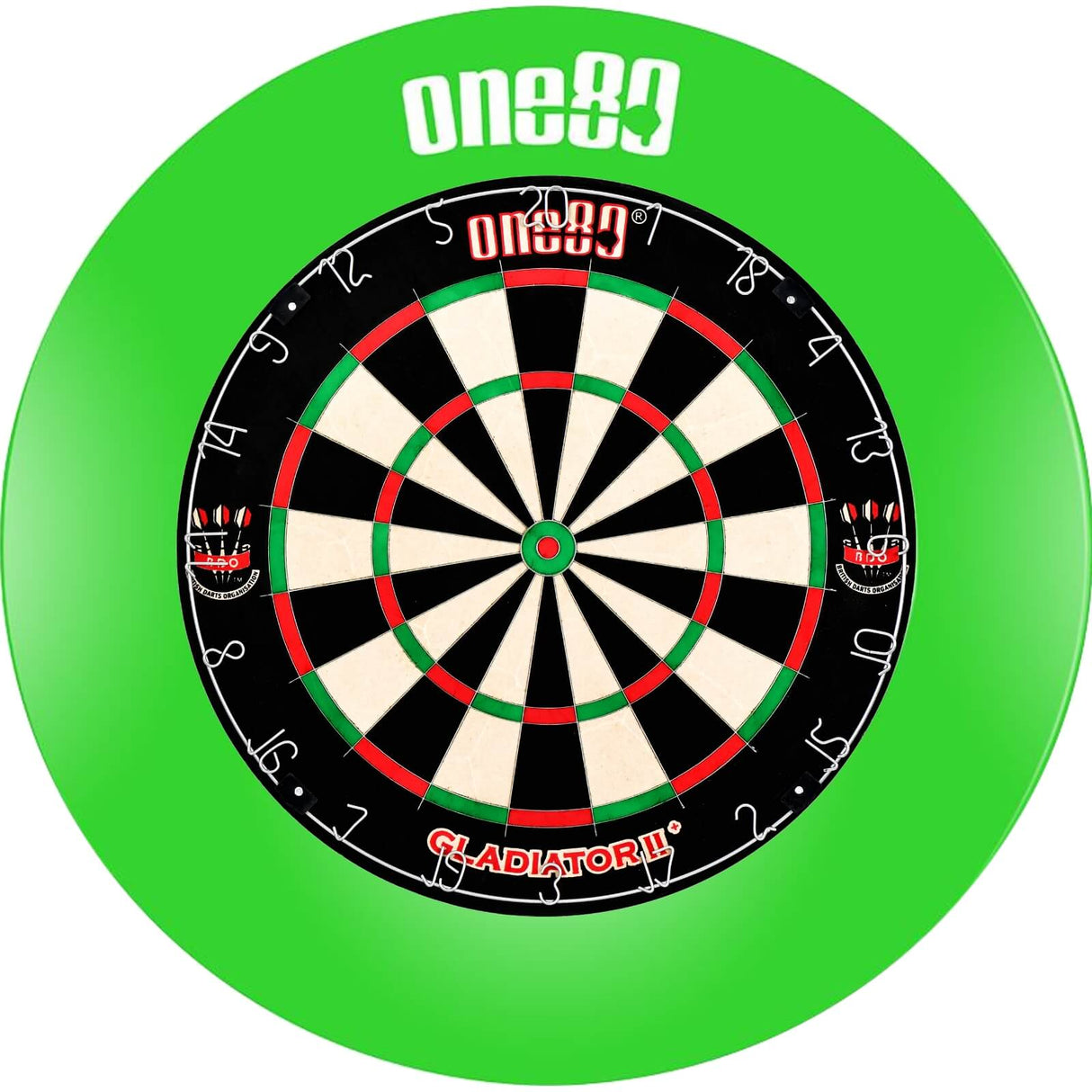 One80 - Gladiator 2+ Dartboard & Surround Bundle - Green