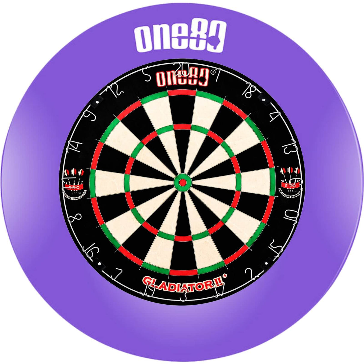 One80 - Gladiator 2+ Dartboard & Surround Bundle - Purple