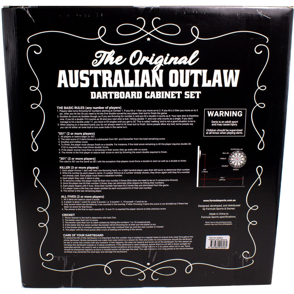 Formula Sports - Australian Outlaw Dartboard & Cabinet Set -