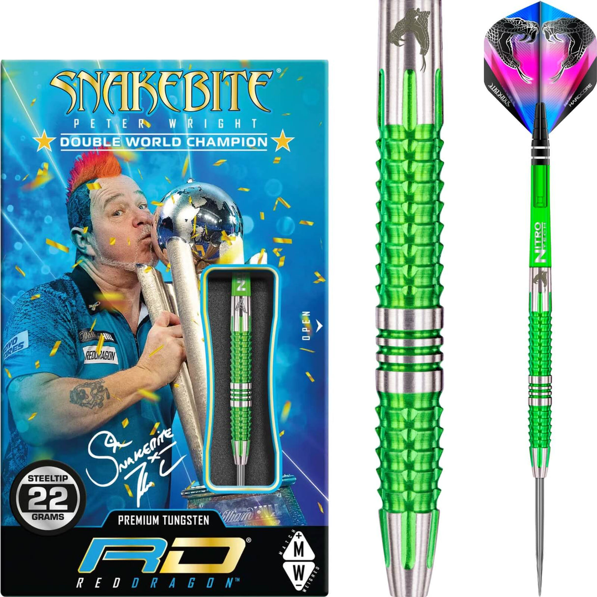 Red Dragon - Peter Wright Mamba 2 Darts - 90% Tungsten - 22g 24g -