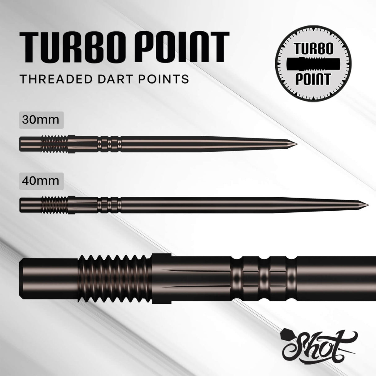 Shot - Plain Turbo Dart Points - 30mm 40mm