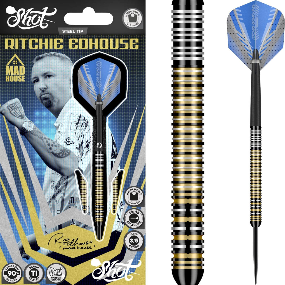 Shot - Ritchie Edhouse Madhouse Darts - 90% Tungsten - 23g 24g 26g -