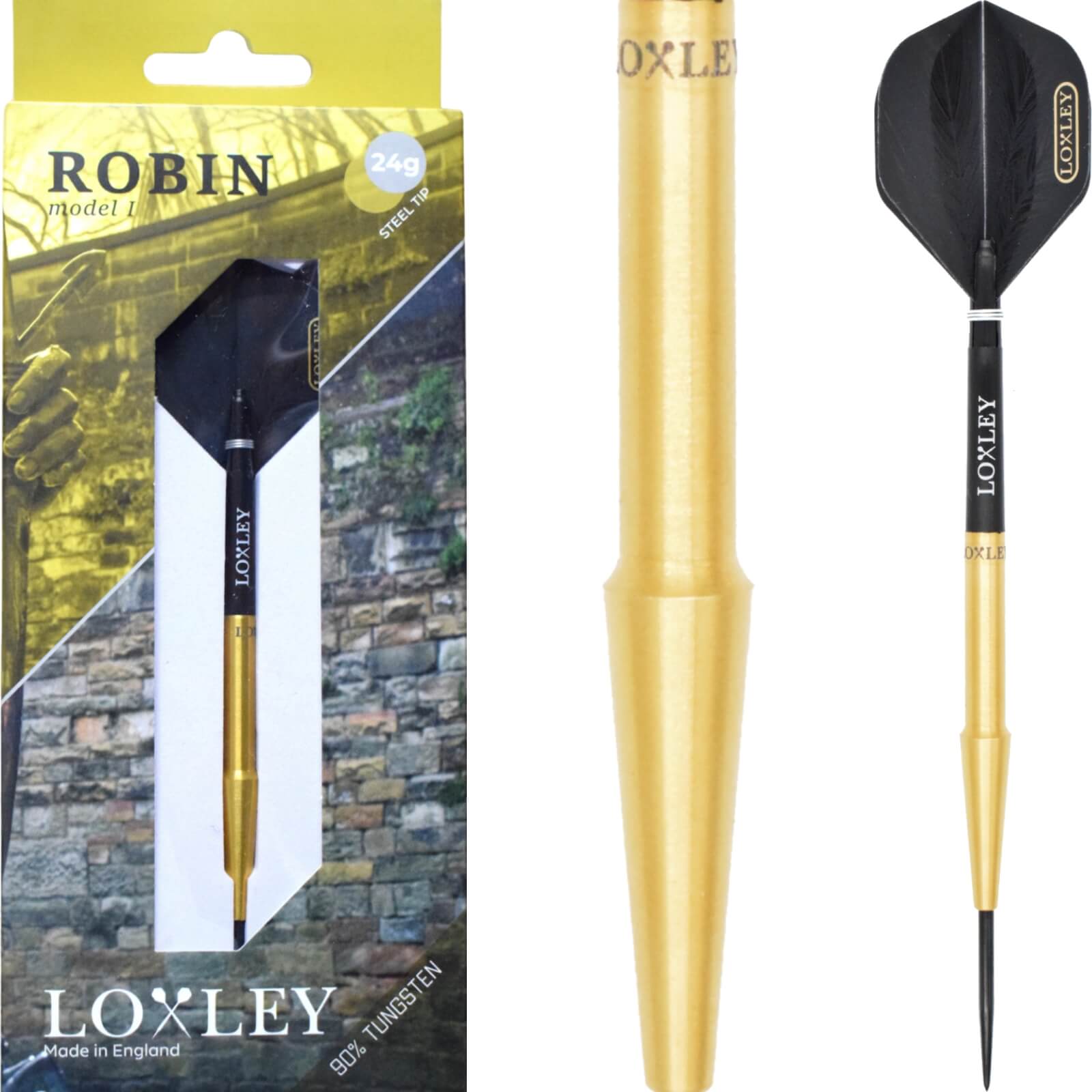Darts - Loxley - Robin Gold Darts - Steel Tip - 90% Tungsten - 22g 24g 