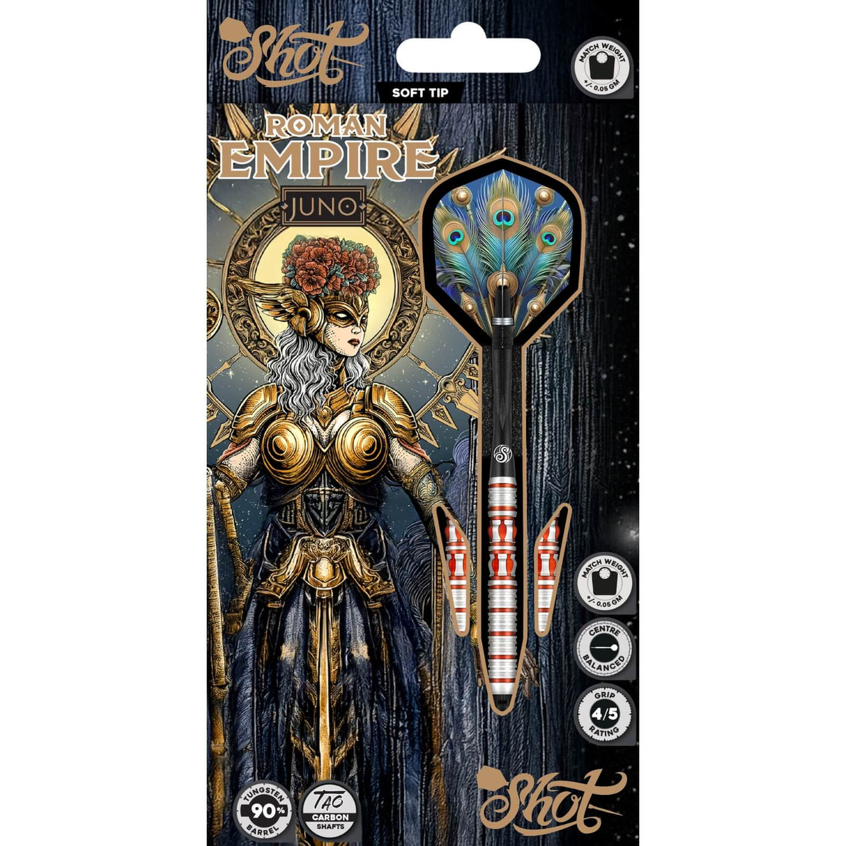 Shot - Roman Empire Juno Darts - Soft Tip - 90% Tungsten - 18g 20g -