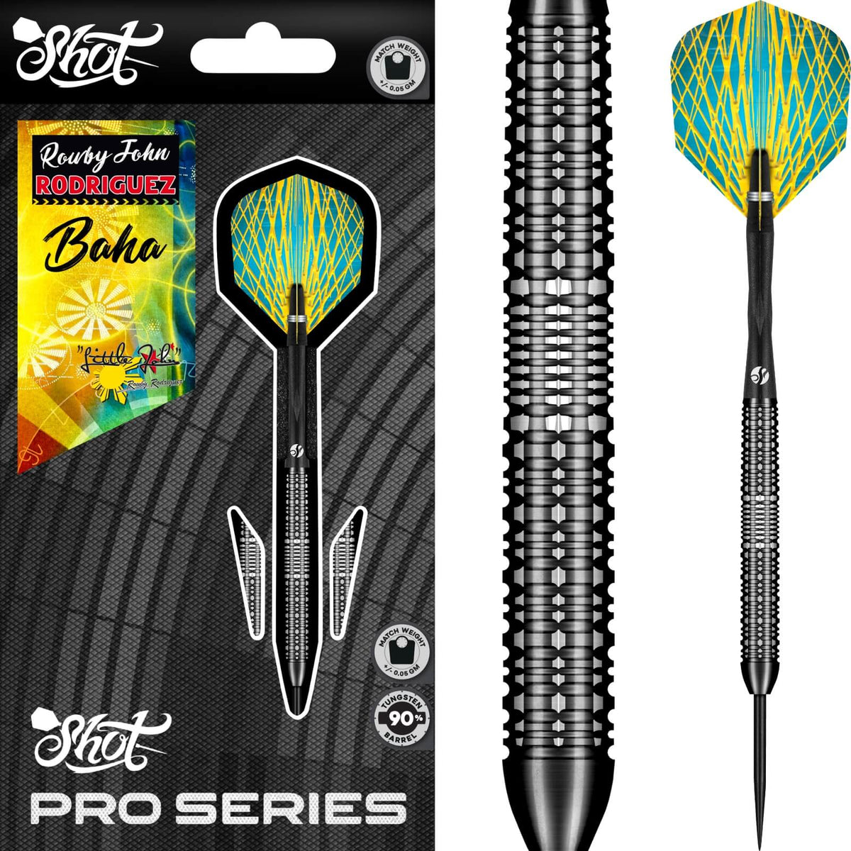 Shot - Rowby John Rodriguez Darts - Steel Tip - 90% Tungsten - 25g