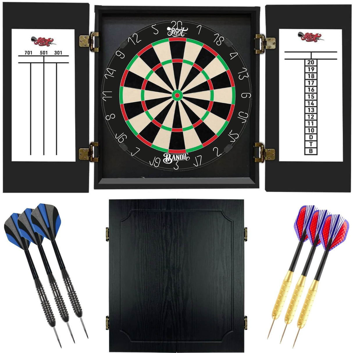 Shot - Bandit Gen 4 Dartboard & Quantum Cabinet Ready to Play Bundle -