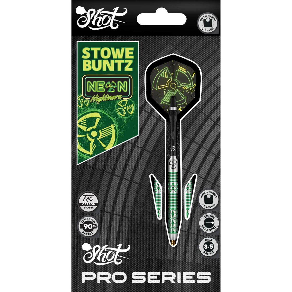 Shot - Stowe Buntz 2.0 Darts - 90% Tungsten - 23g -