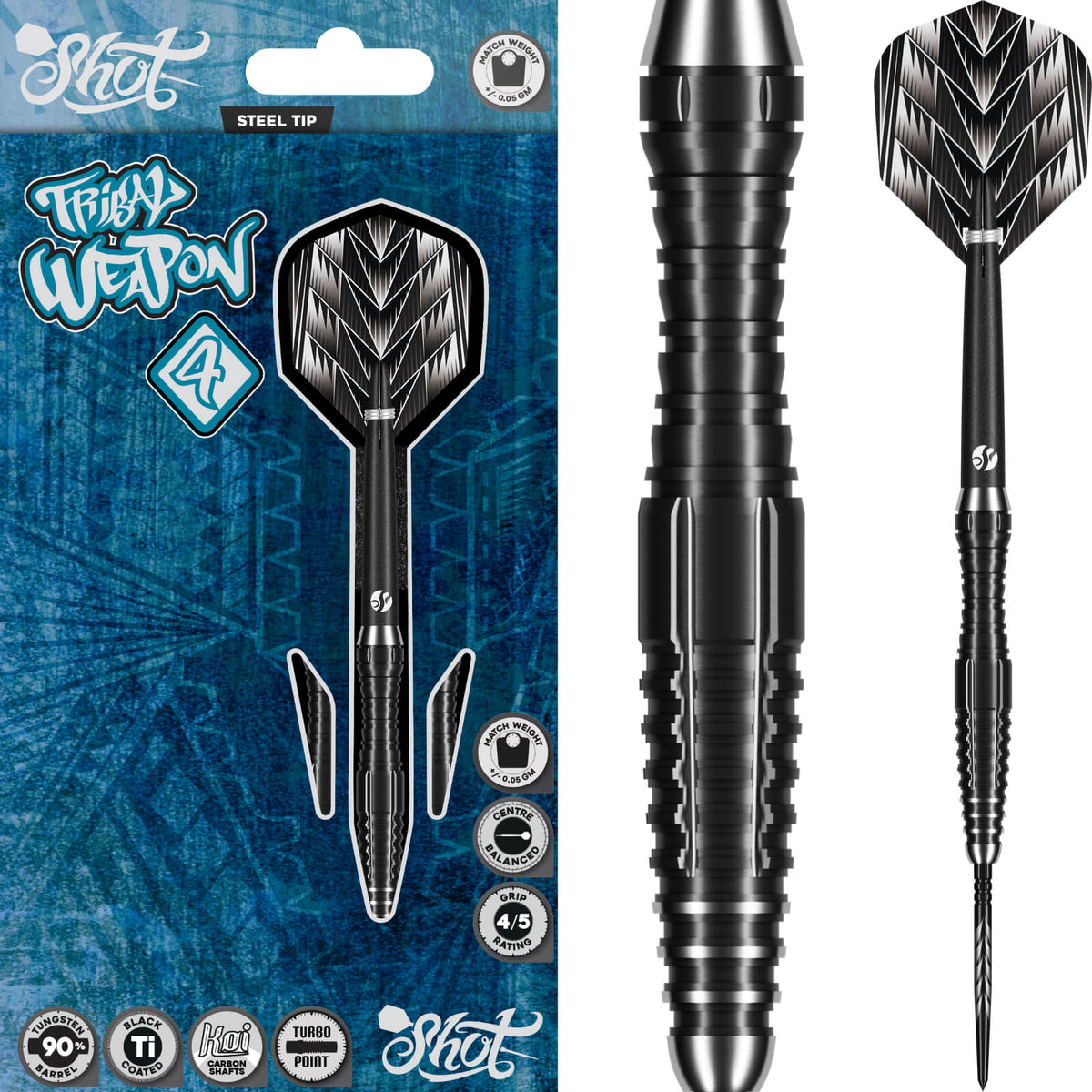 Shot - Tribal Weapon Series 4 Darts - Turbo Point - 90% Tungsten - 22g 23g 24g 26g