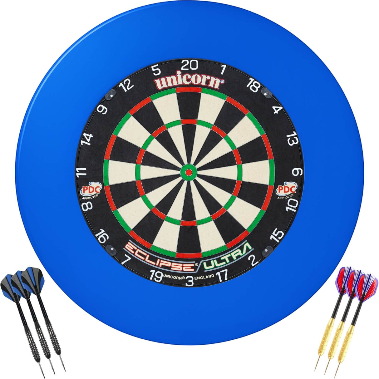 Unicorn - Eclipse Ultra Dartboard & Surround Ready to Play Bundle - Blue
