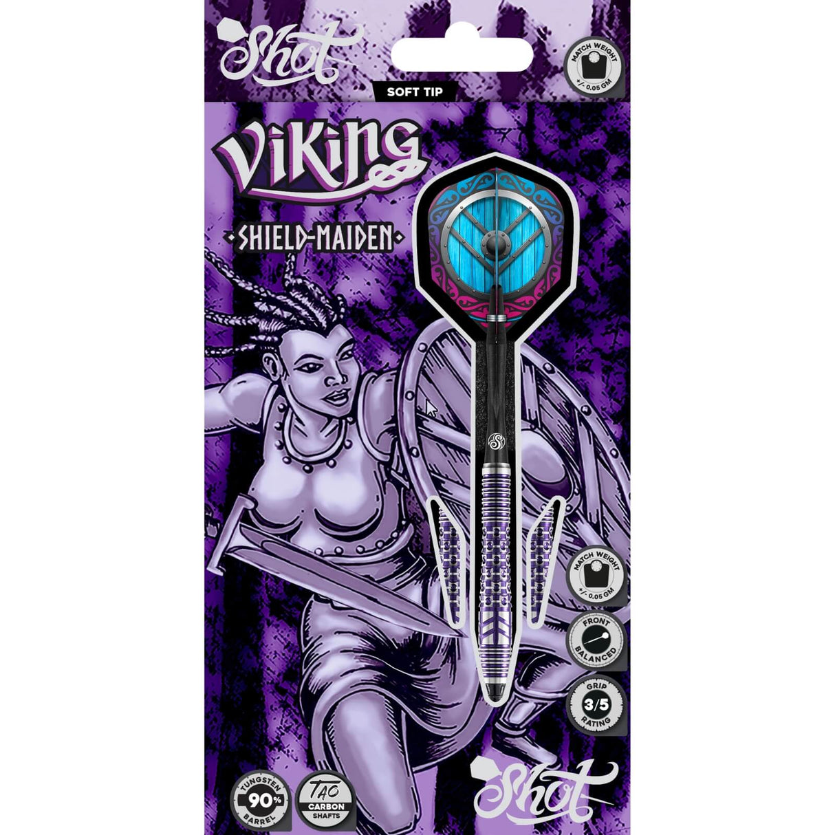 Shot - Viking Shield Maiden Darts - Soft Tip - 90% Tungsten - 18g -
