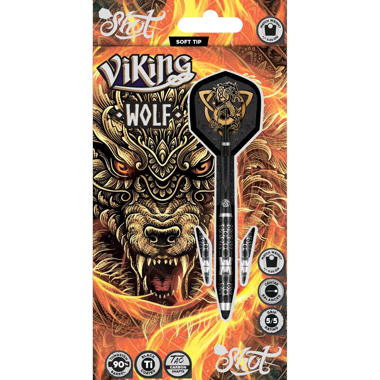 Shot - Viking Wolf Darts - Soft Tip - 90% Tungsten - 20g -