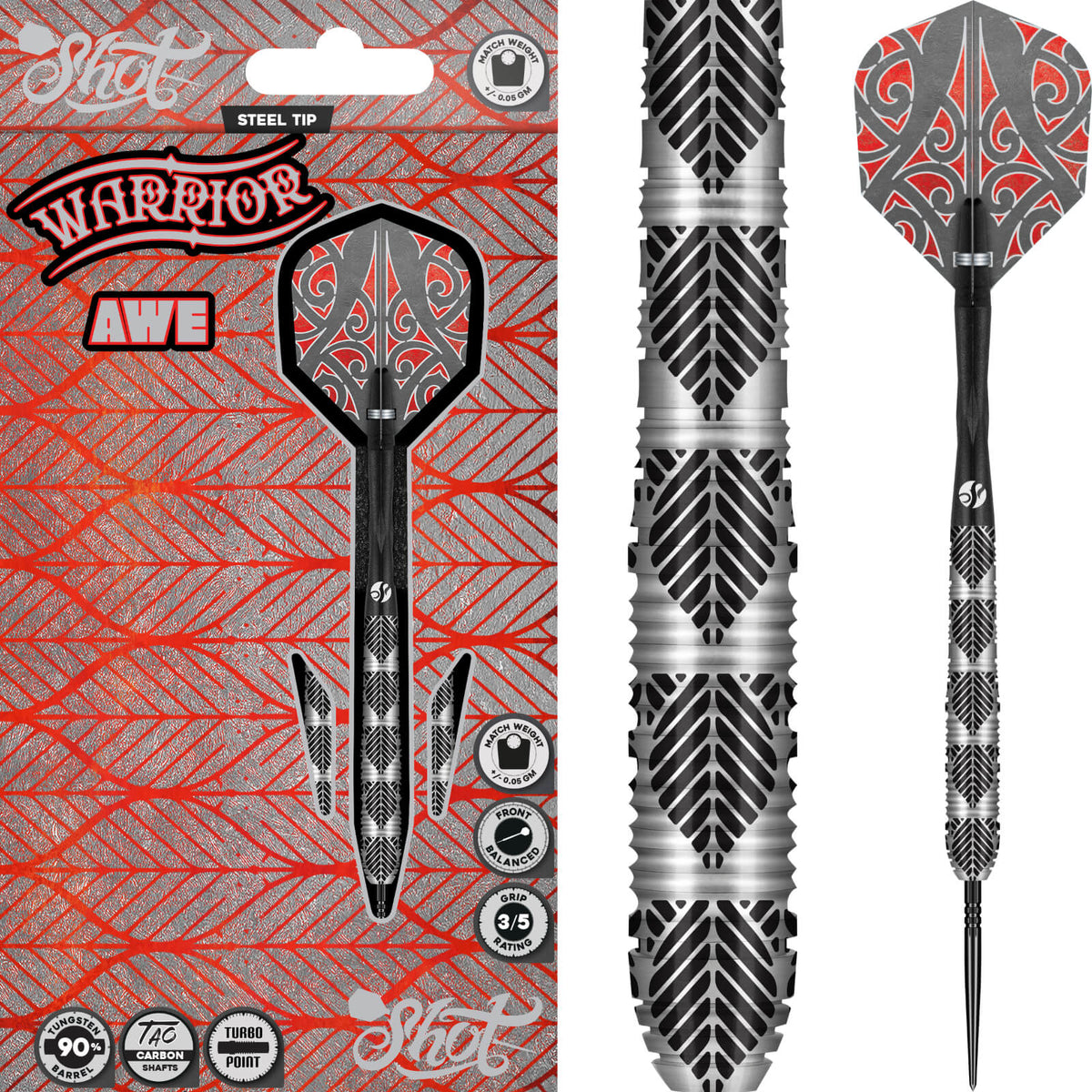 Shot - Warrior Awe Darts - Turbo Point - 90% Tungsten - 22g 23g 24g 26g